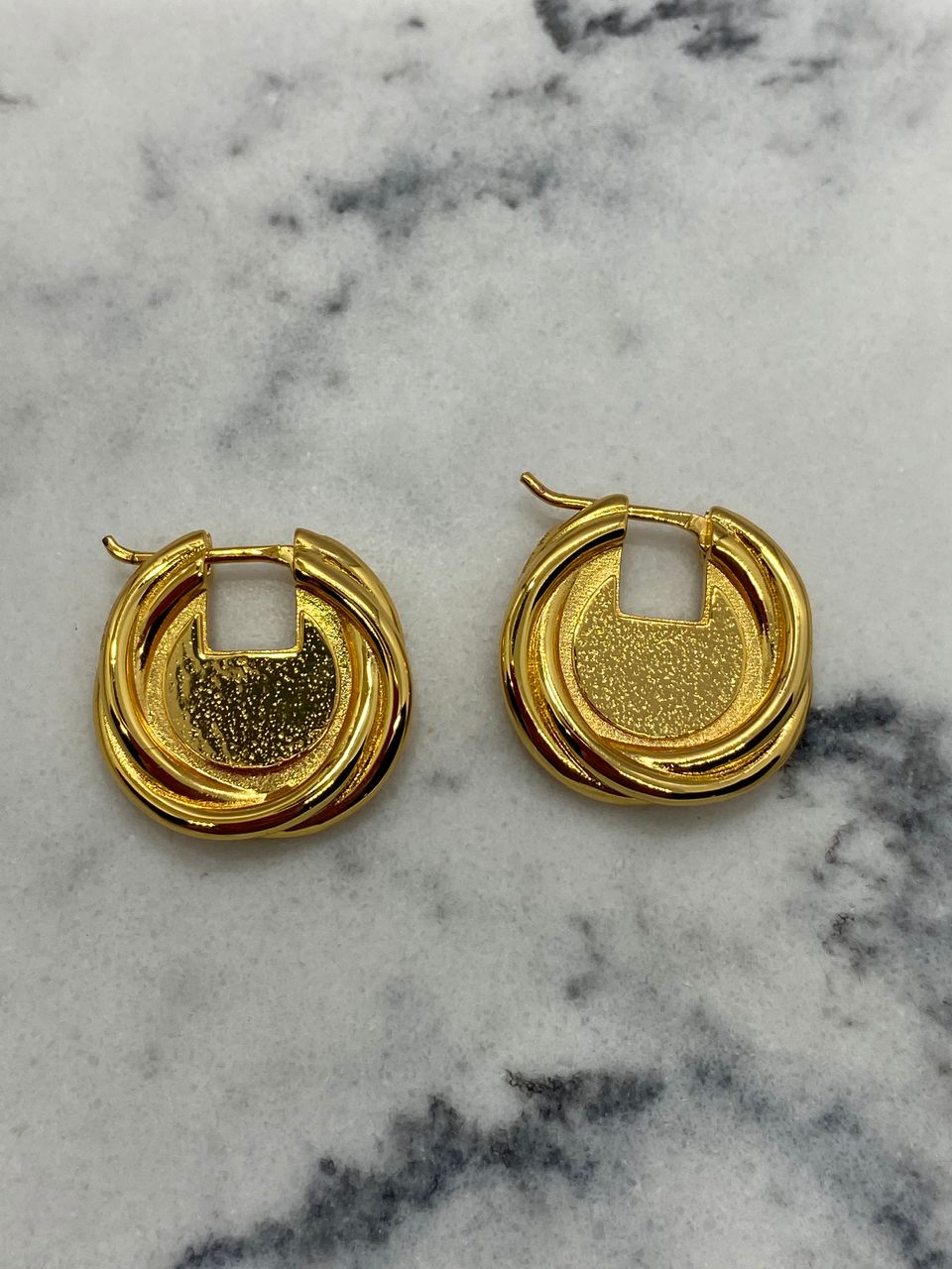BOTTEGA VENETA Gold Tone Disc Earrings - Pre owned