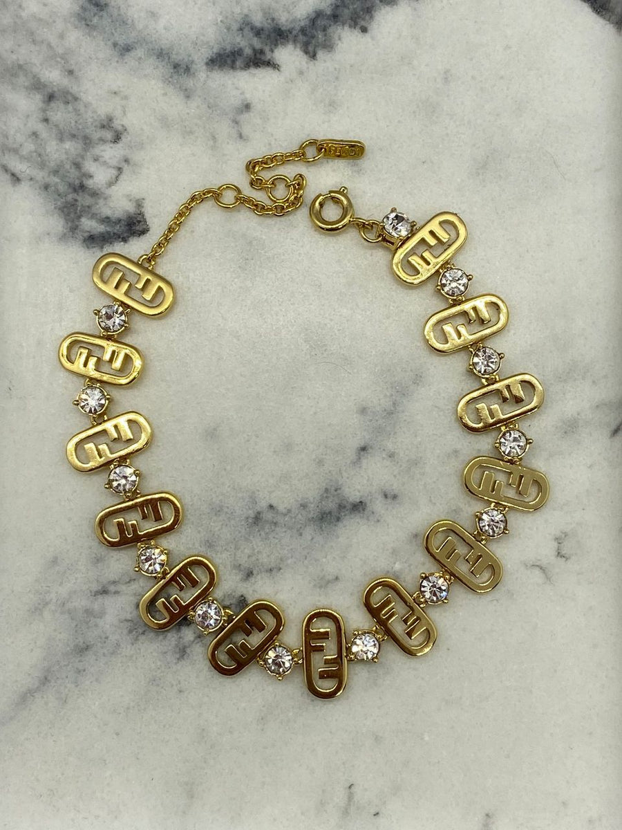 FENDI Monogram Rhinestone Bracelet - Pre owned