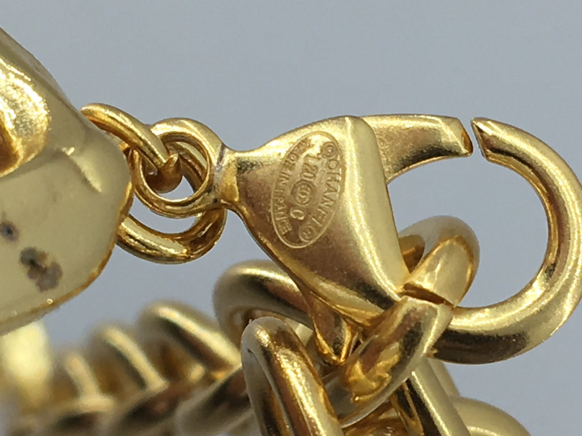 CHANEL CC Gold Tone Pearl Trim Bracelet - Pre owned