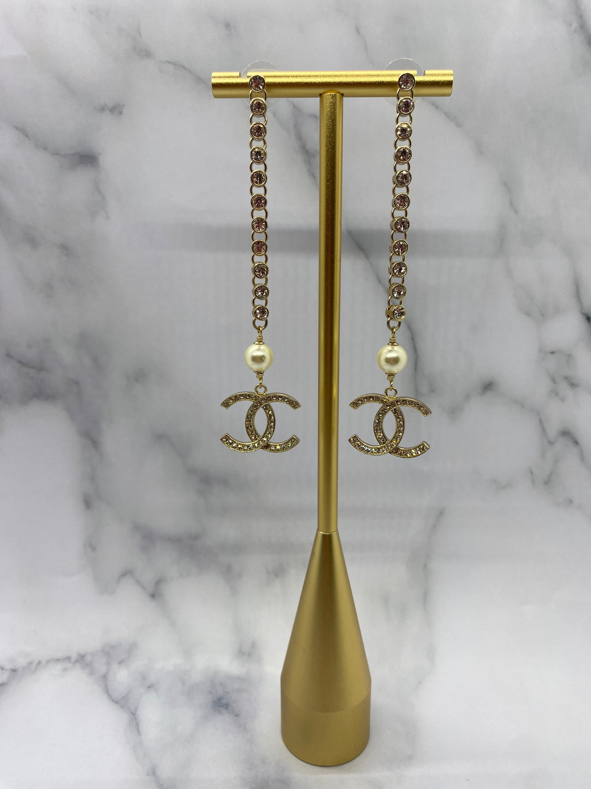 CHANEL CC Rhinestone Pendant Earrings - Pre owned