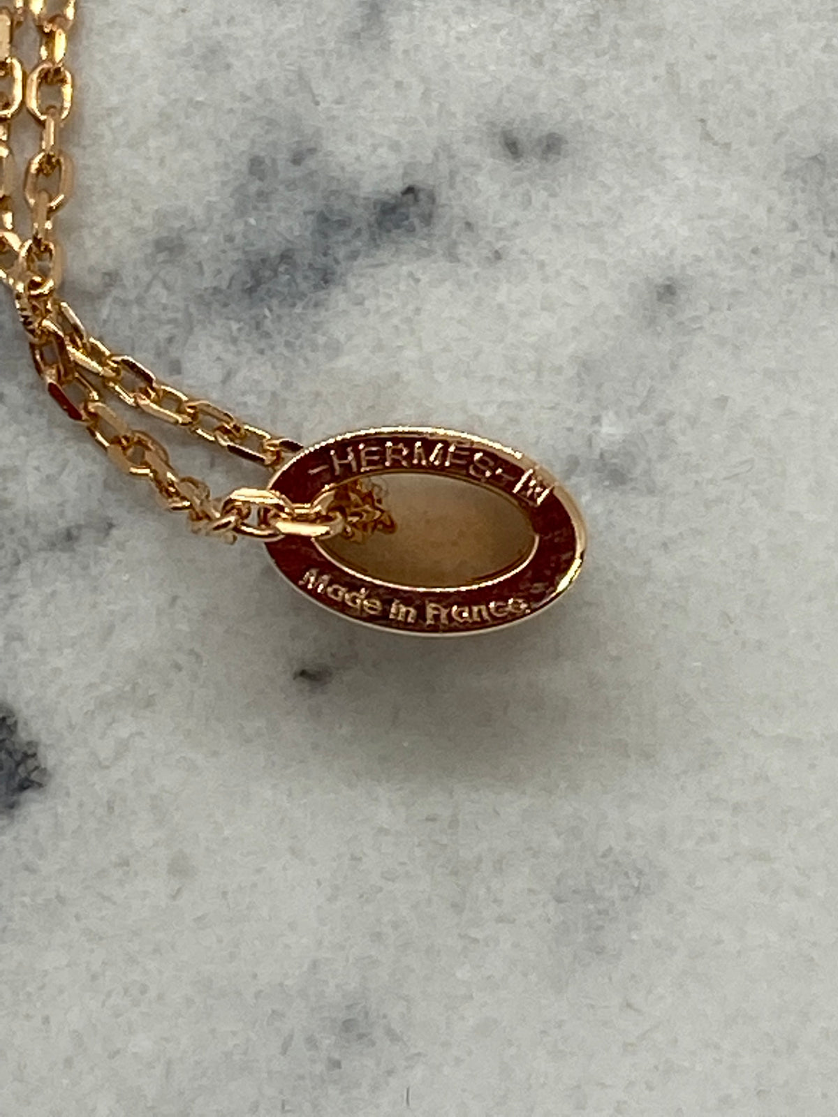 HERMES H Black Rose Gold Necklace - USED