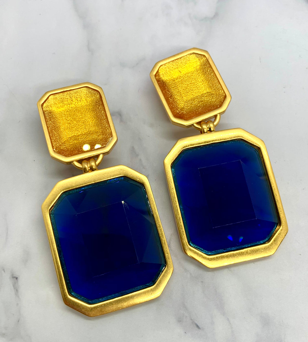 YSL YVES SAINT LAURENT Yellow & Blue Clip On Earrings - Pre owned