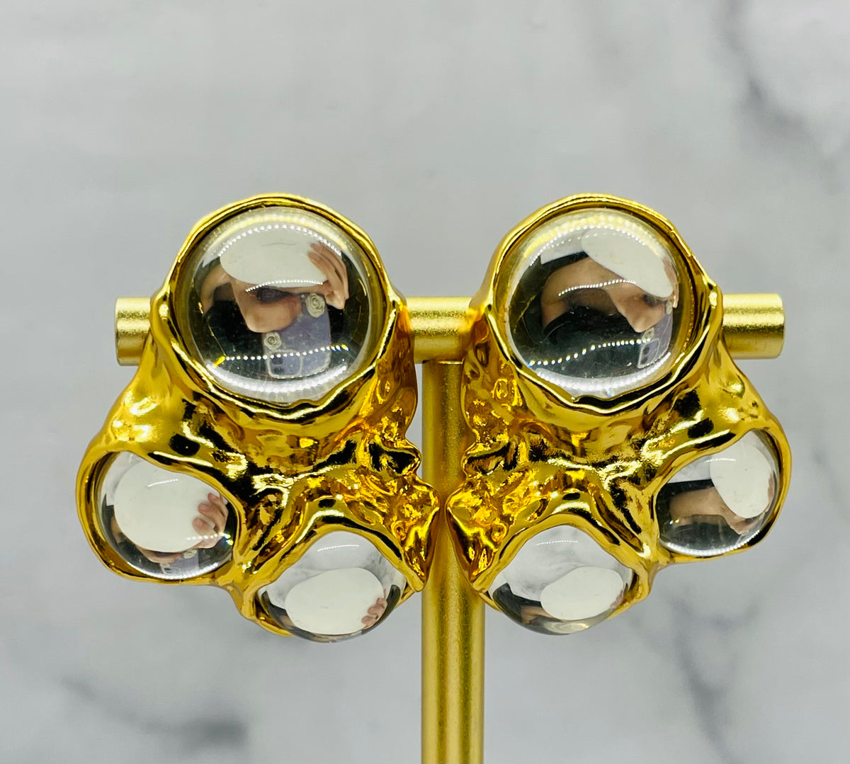 YSL YVES SAINT LAURENT Cabochon Resin Clip On Earrings - Pre owned