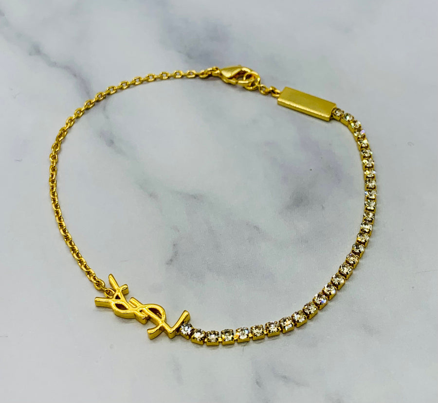 YSL YVES SAINT LAURENT Rhinestone Bracelet - Pre owned