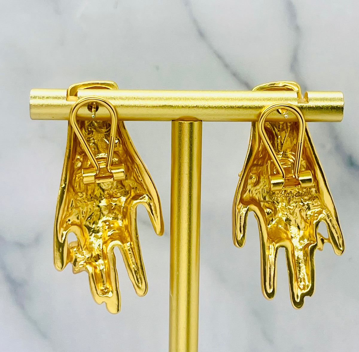 SCHIAPARELLI Bejeweled Hands Statement Earrings - Pre owned