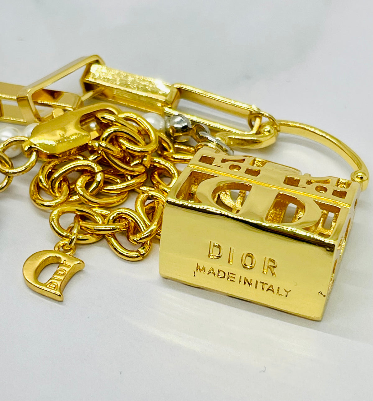 CHRISTIAN DIOR Pearl Chain Layer Necklace - Pre owned