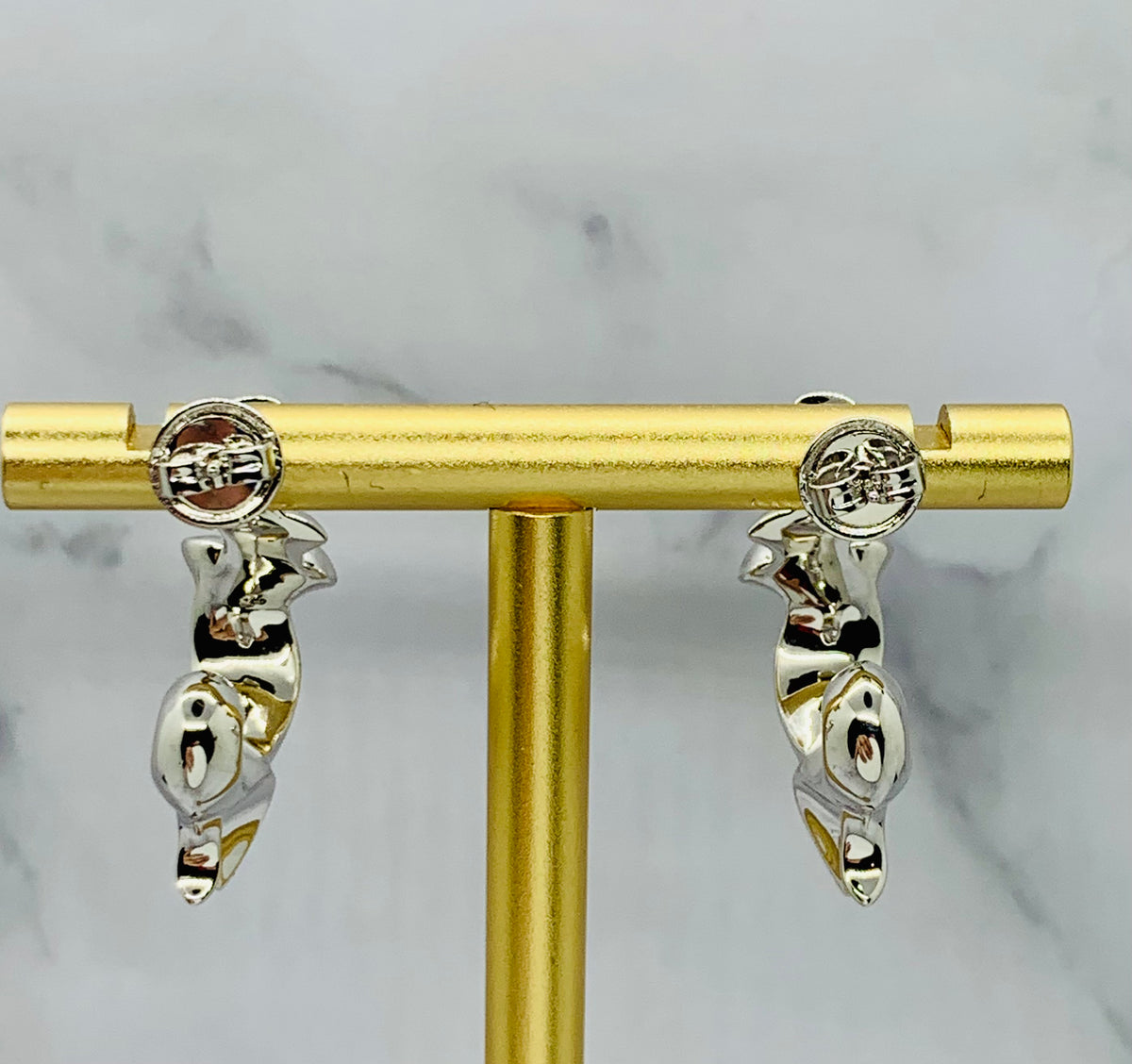 BOTTEGA VENETA Silver Tone Tribal Earrings - Pre owned