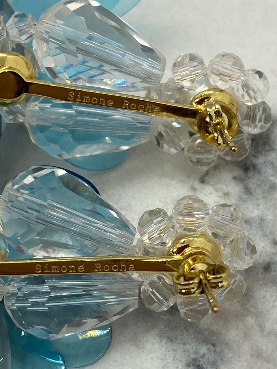 SIMONE ROCHA Blue Plastic & Pearl Earrings - Pre owned