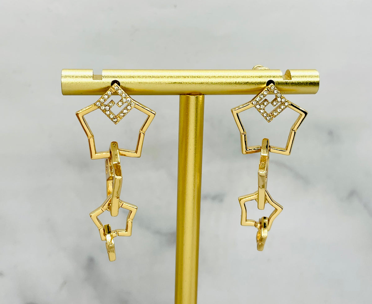 FENDI FF Star Shaped Pendant Earrings - Pre owned