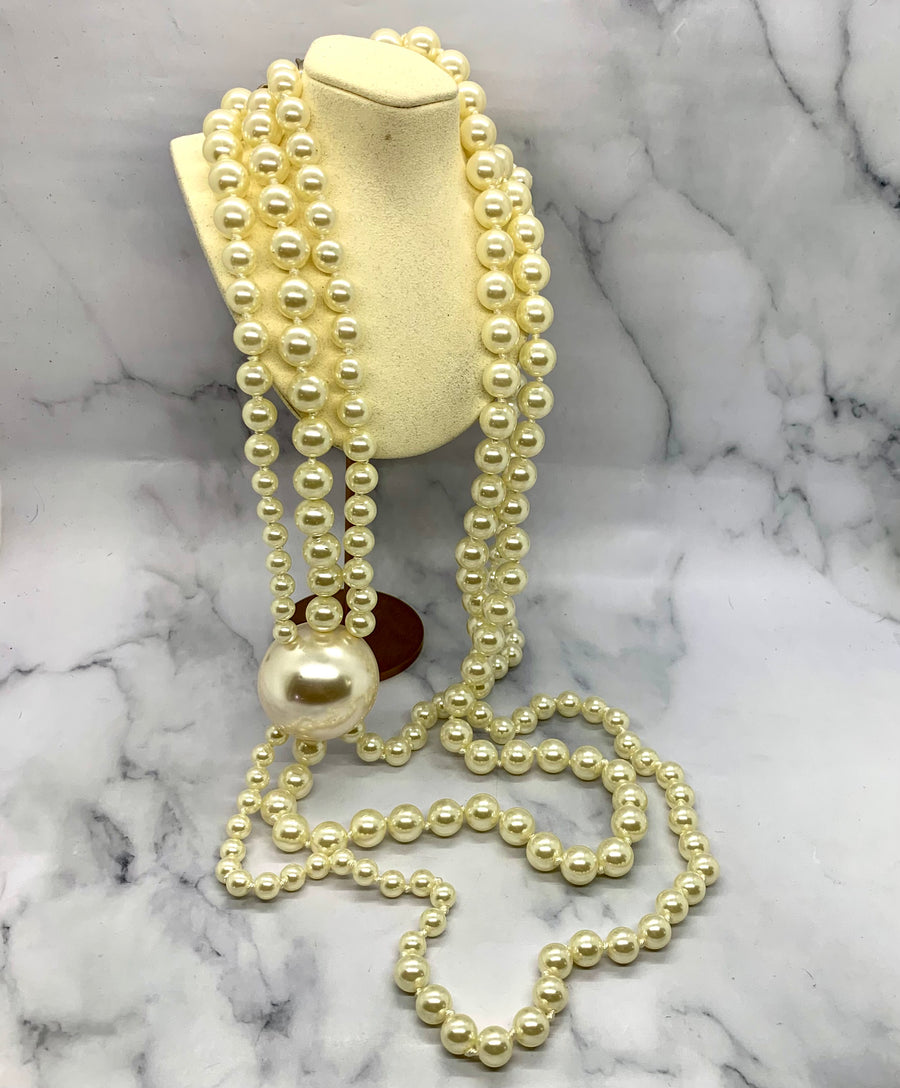 CHANEL CC Giant Pearl Runway Statement Necklace - DAMAGED
