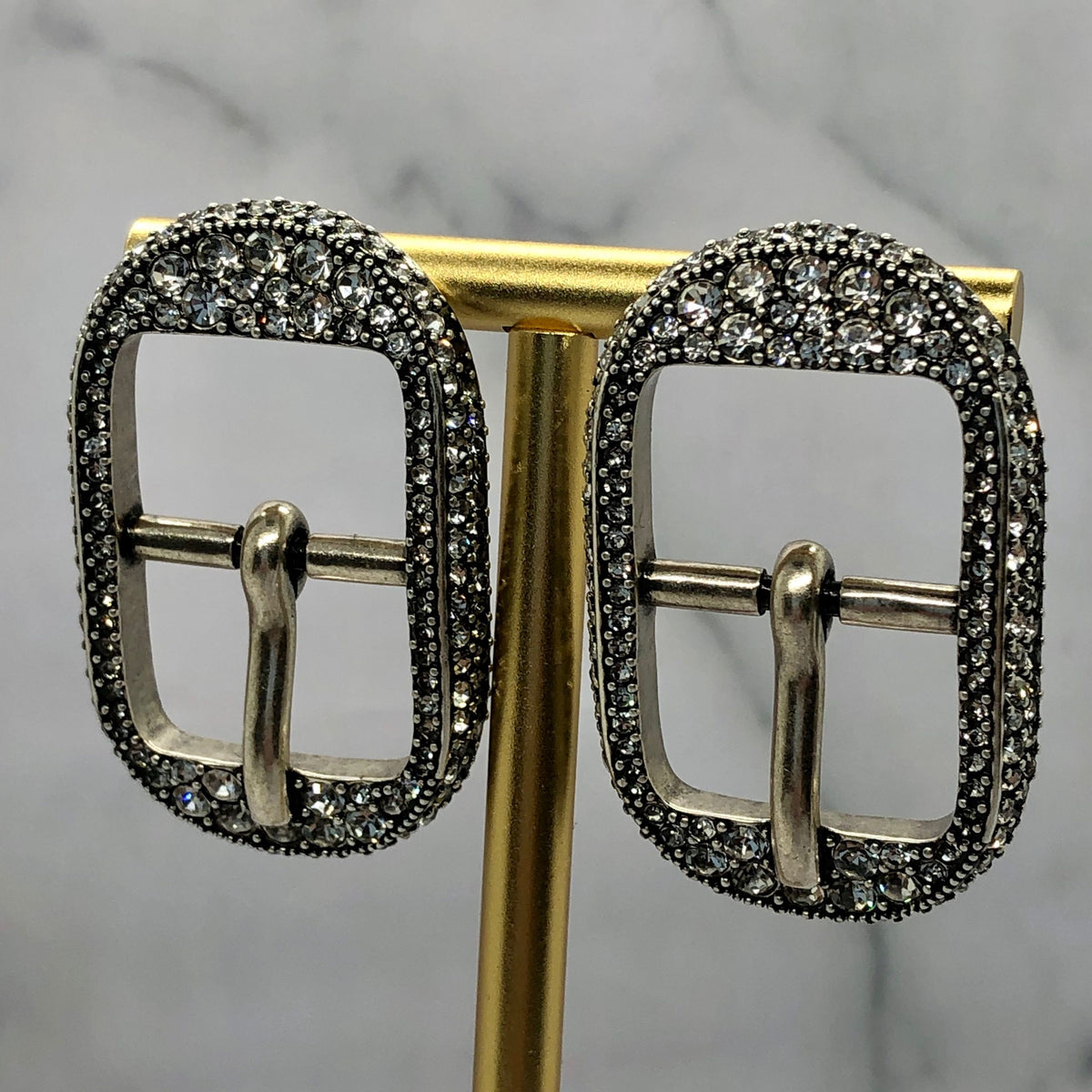 BALENCIAGA Rhinestone Buckle Earrings - Pre owned