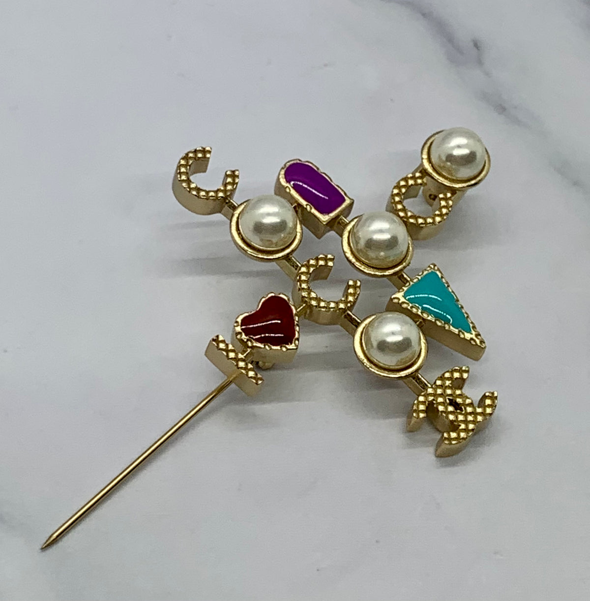 CHANEL 2017 I Heart Coco Brooch Pin - USED