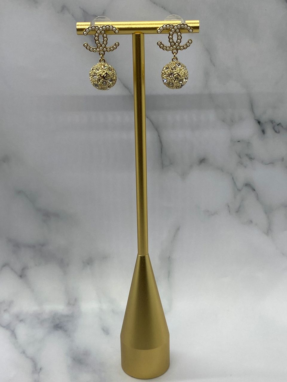 CHANEL CC Gold Tone Pendant Earrings - Pre owned