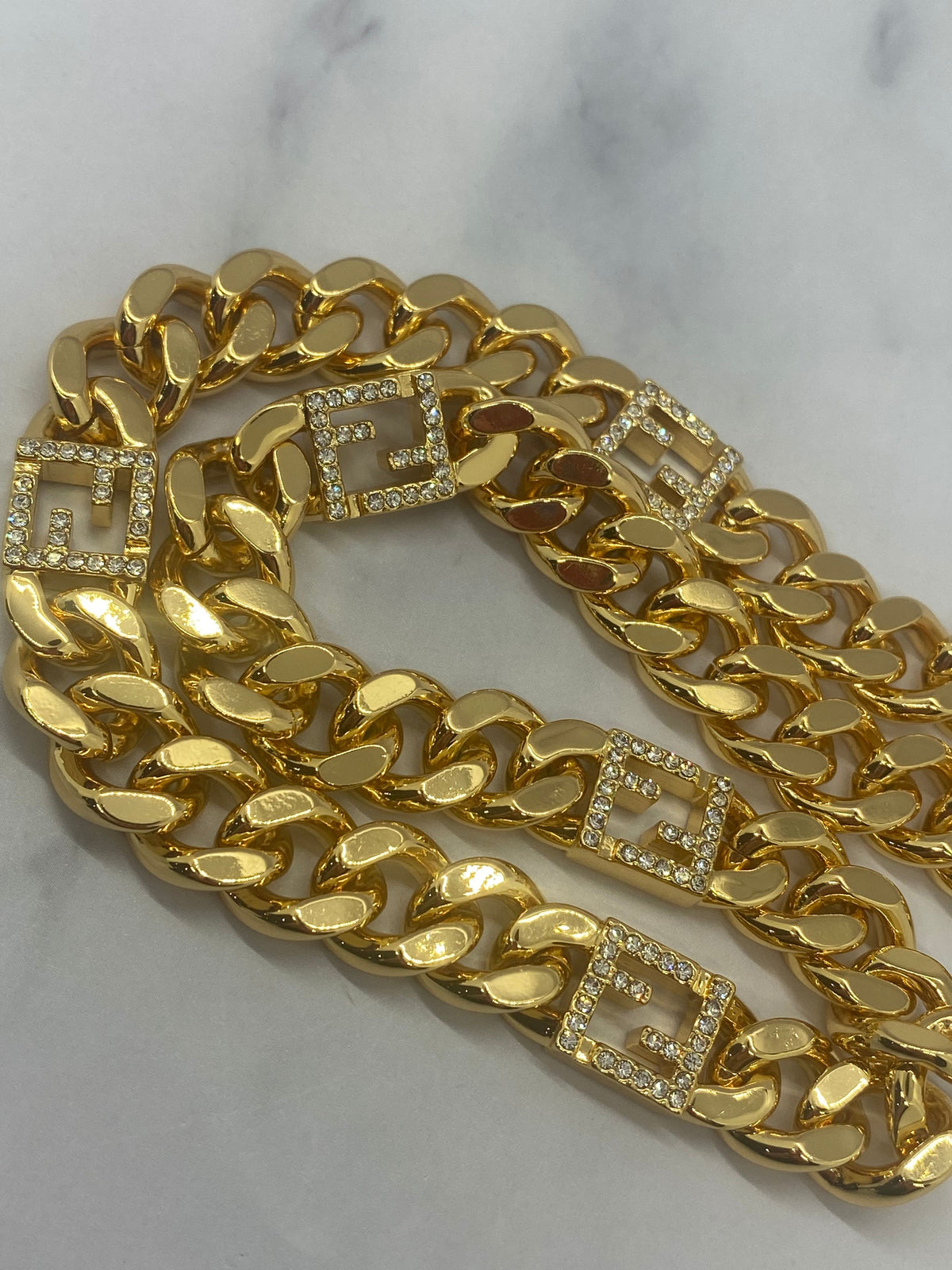 FENDI FF Gold Chain Statement Necklace - Pre owned