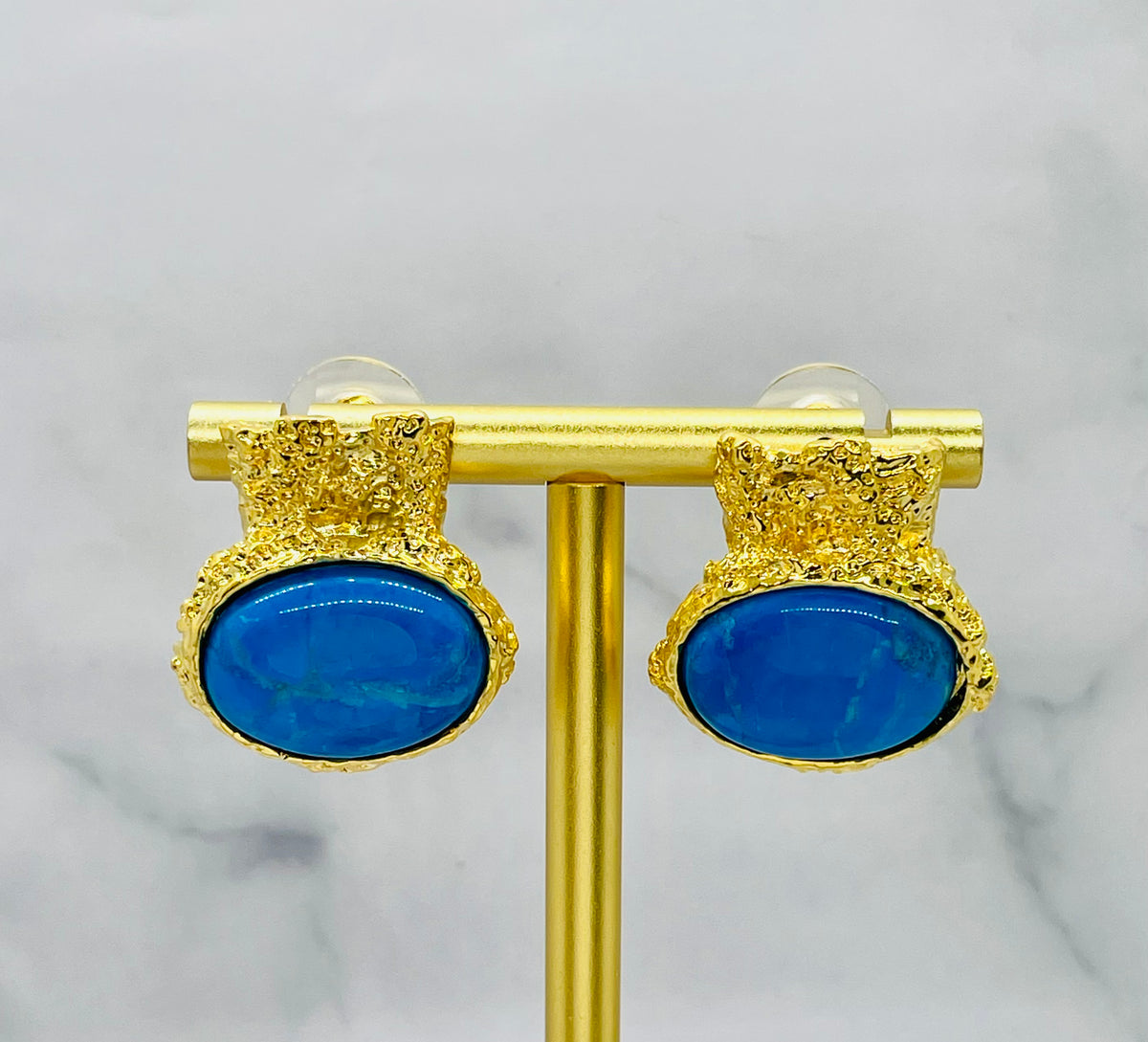 YSL YVES SAINT LAURENT Teal Stone Earrings - Pre owned
