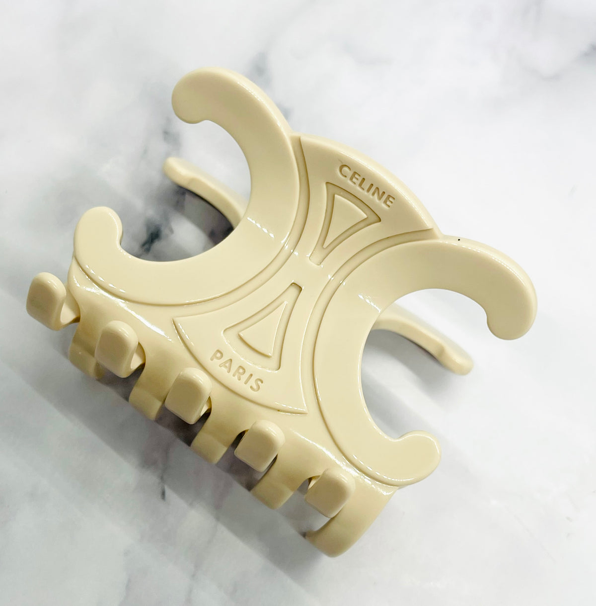CELINE Cream Monogram Hair Clip - Pre owned