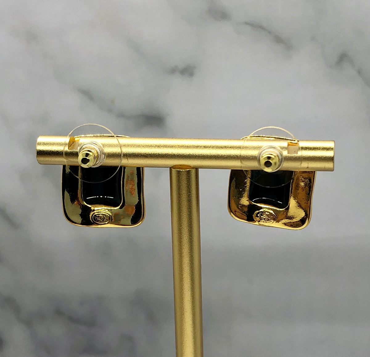 CHANEL CC Gold Square Earrings - Pre owned