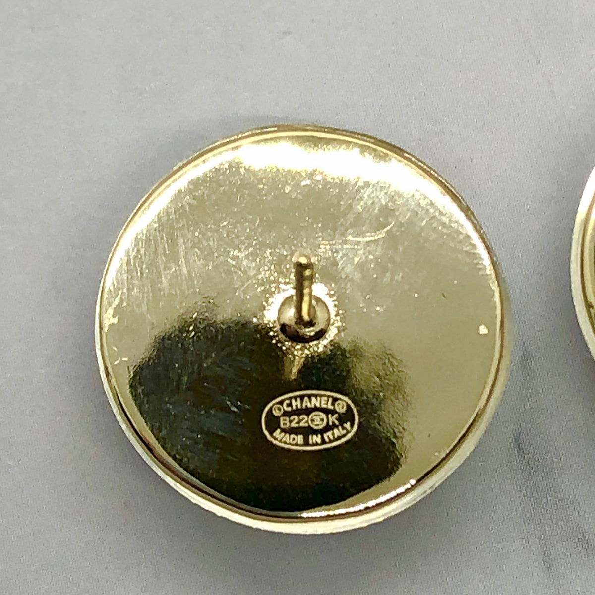 Auth CHANEL CC Gold Tone Bubble Earrings - USED