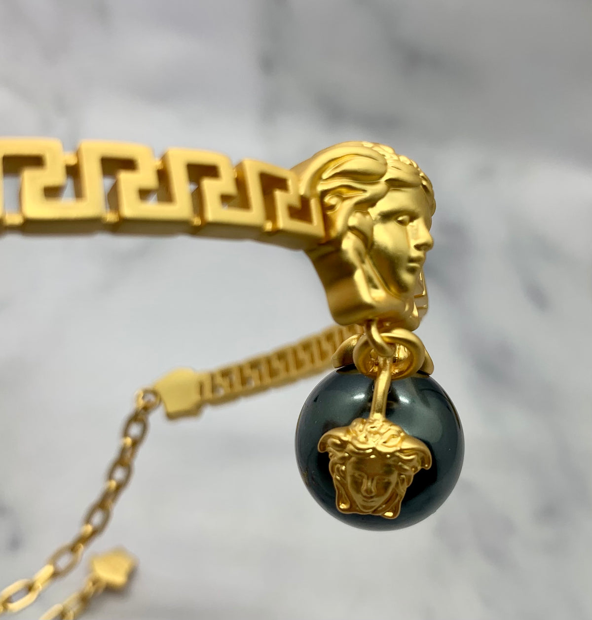 VERSACE Dark Pearl Choker Necklace - Pre owned