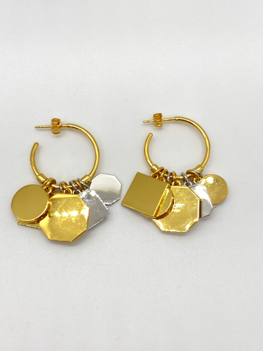 CELINE Gold & Silver Charm Hoop Earrings - Pre owned