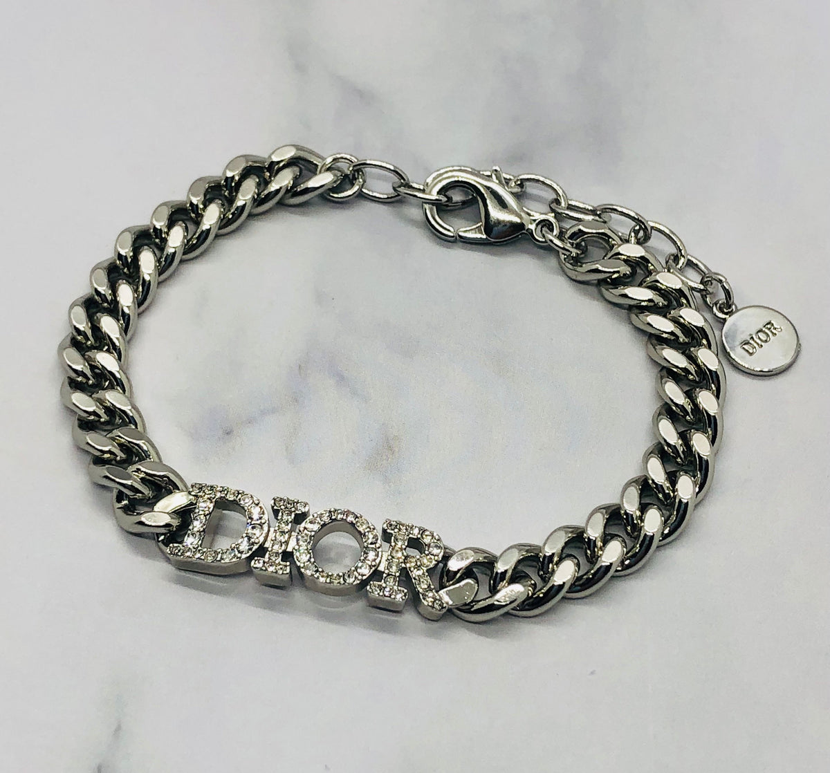 CHRISTIAN DIOR Silver Tone Rhinestone Bracelet - Pre owned