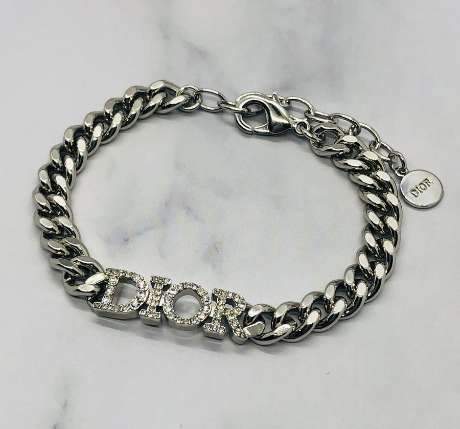 CHRISTIAN DIOR Silver Tone Rhinestone Bracelet - Pre owned
