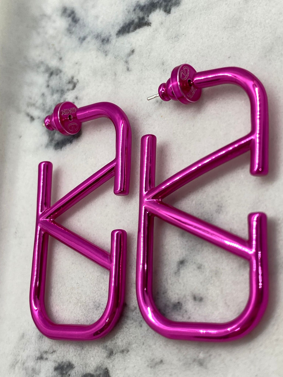 VALENTINO V Pink Hoop Earrings - USED