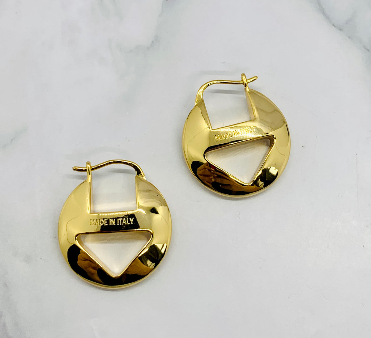 PRADA Gold Tone Disc Hoop Earrings - Pre owned