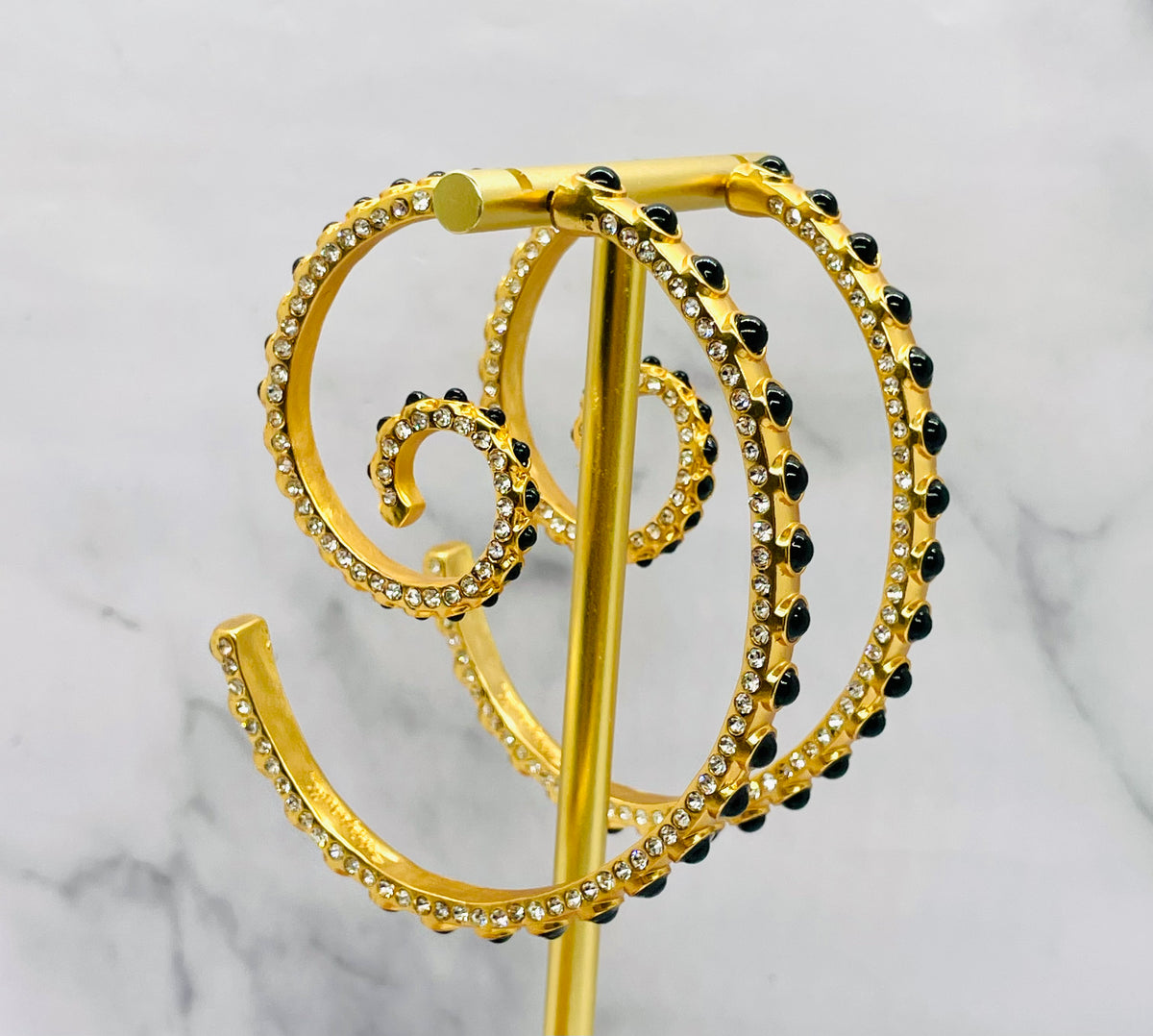 SCHIAPARELLI Large Ornate Hoop Statement Earrings - Pre owned