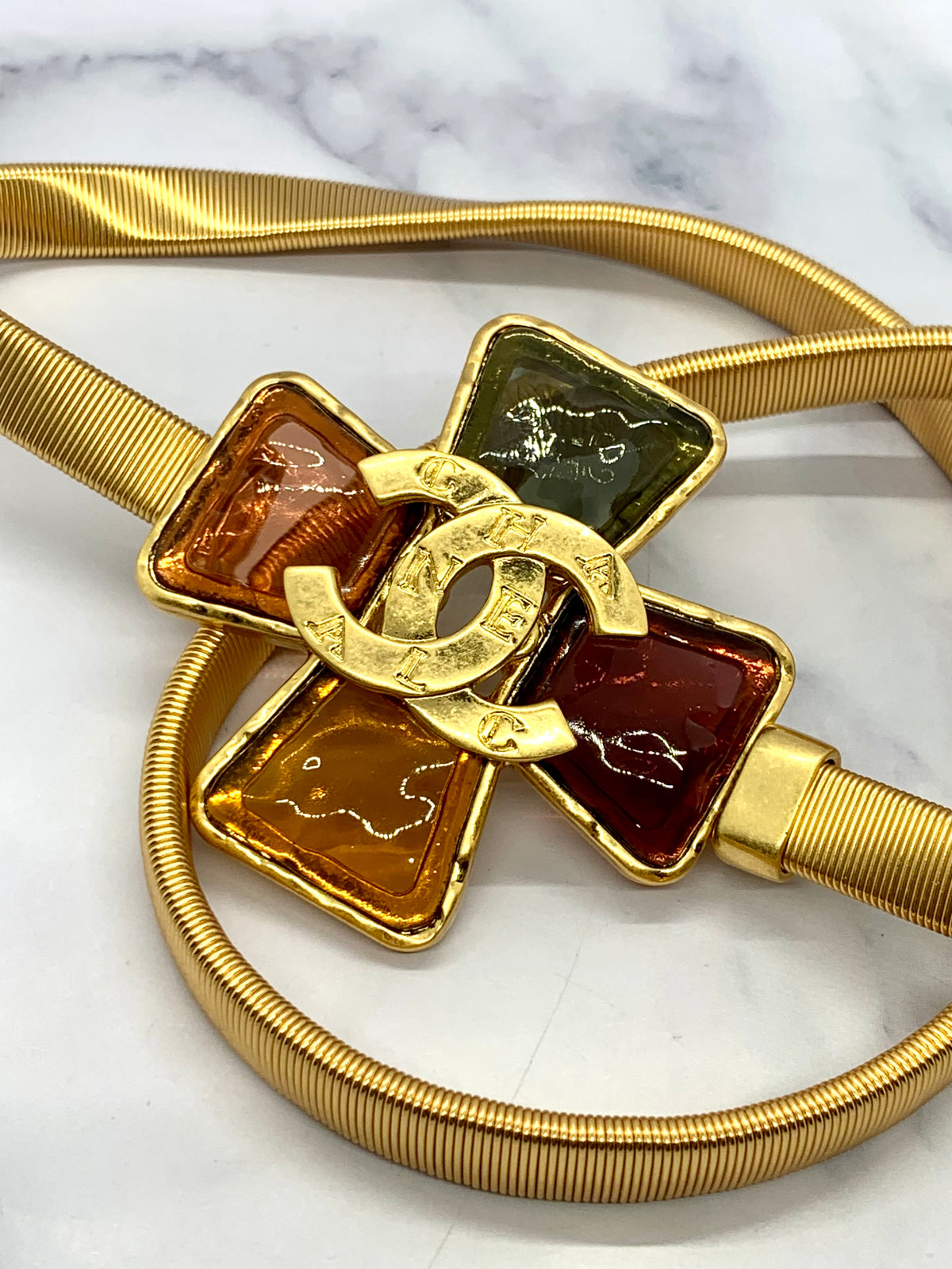 CHANEL CC VINTAGE RARE Cross Stretchy Belt - Pre owned