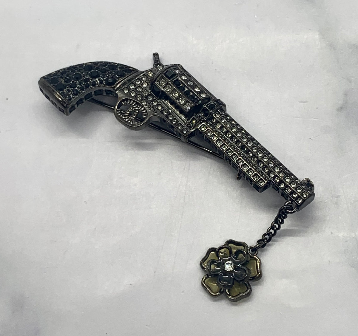 CHANEL CC Black Gun Brooch Pin - USED