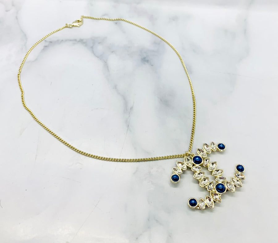 CHANEL CC 2018 Rhinestone Pendant Necklace - Pre owned