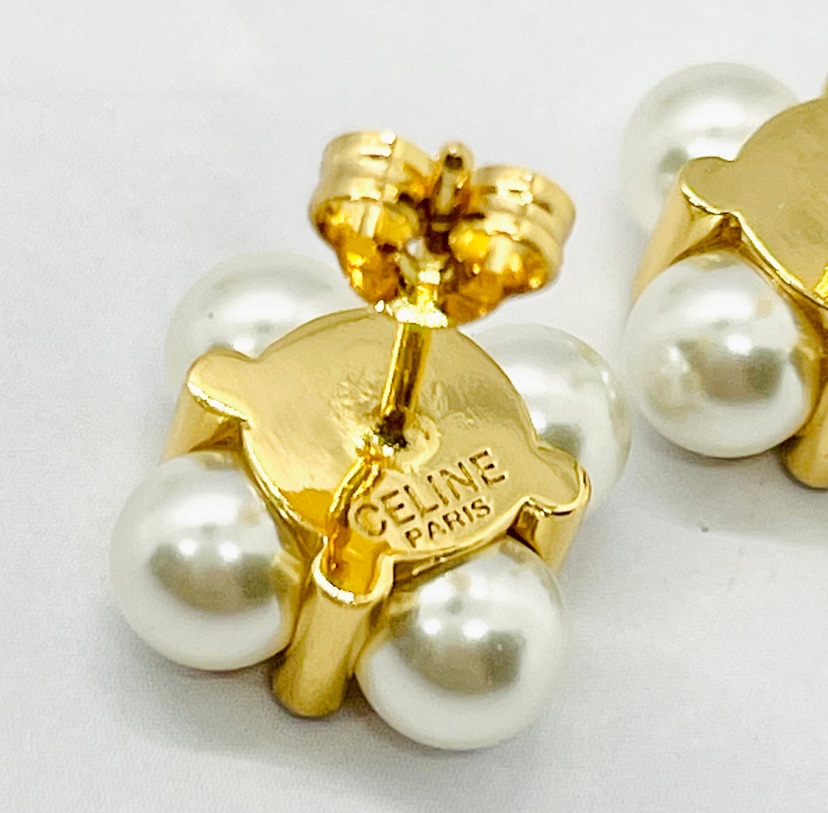 CELINE Monogram Pearl Earrings - Pre owned