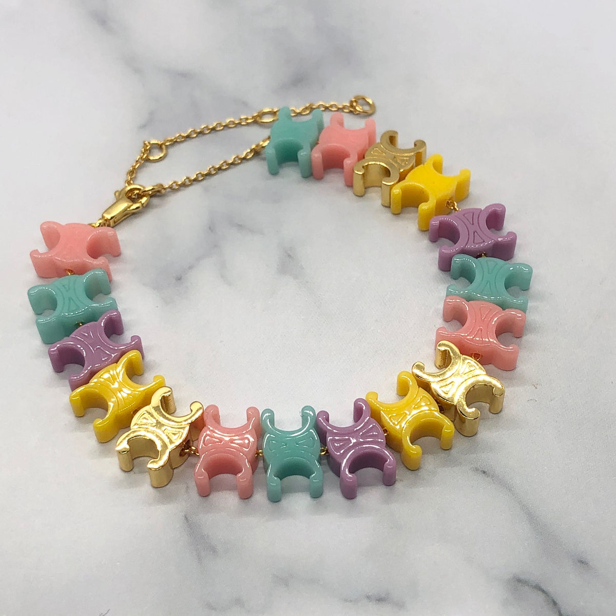 CELINE Monogram Pastel Plastic Charm Bracelet - Pre owned