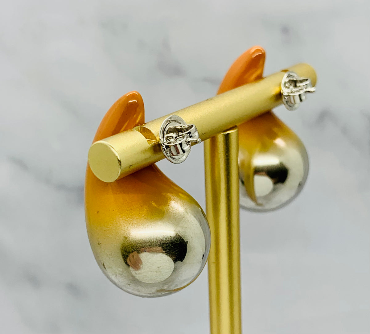 BOTTEGA VENETA Mustard Silver Ombre Drop Earrings - Pre owned