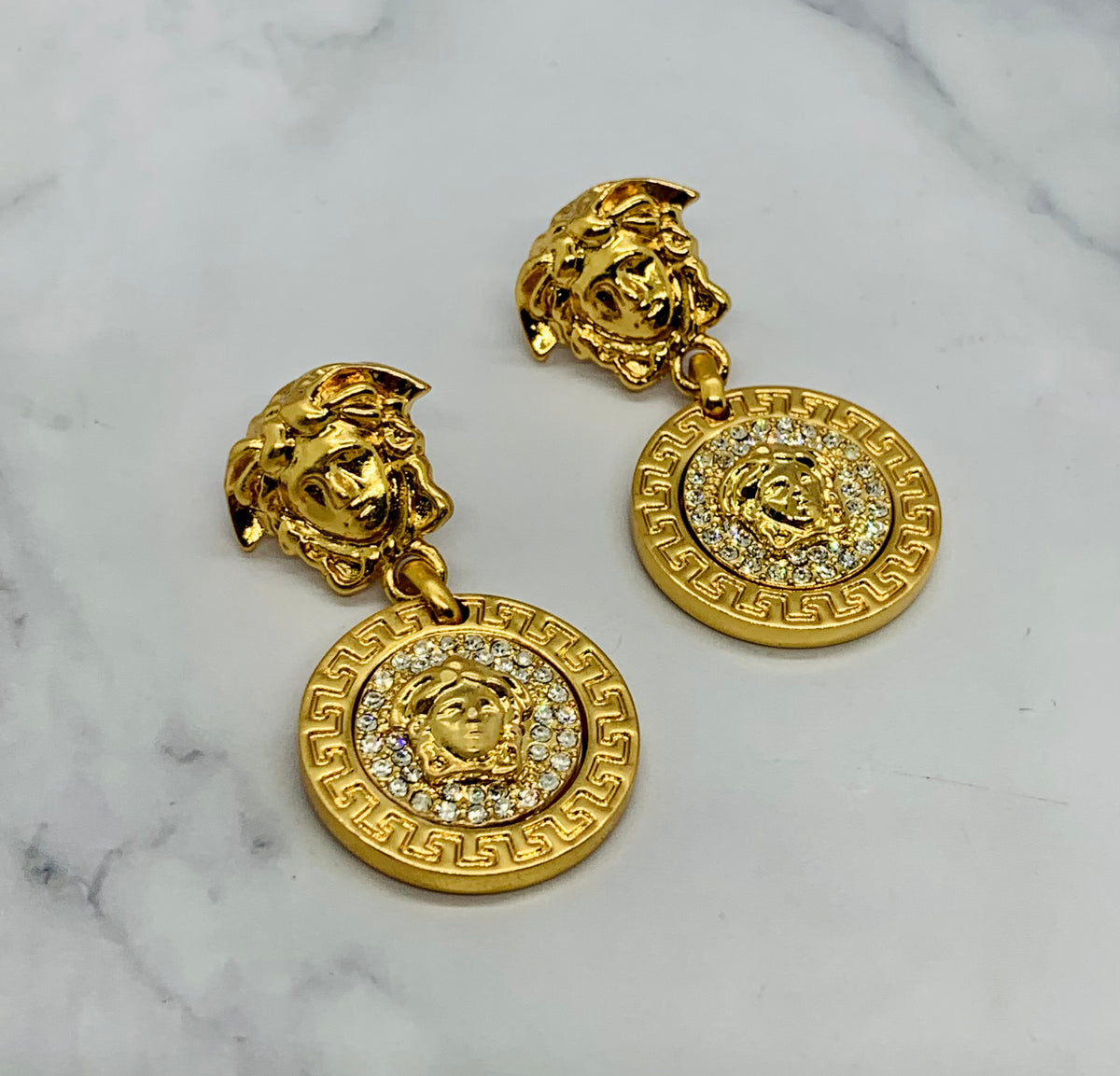 VERSACE Vintage Medusa Pendant Earrings - USED