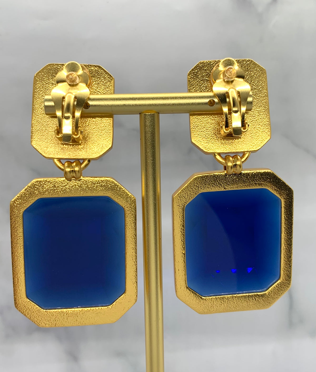YSL YVES SAINT LAURENT Yellow & Blue Clip On Earrings - Pre owned
