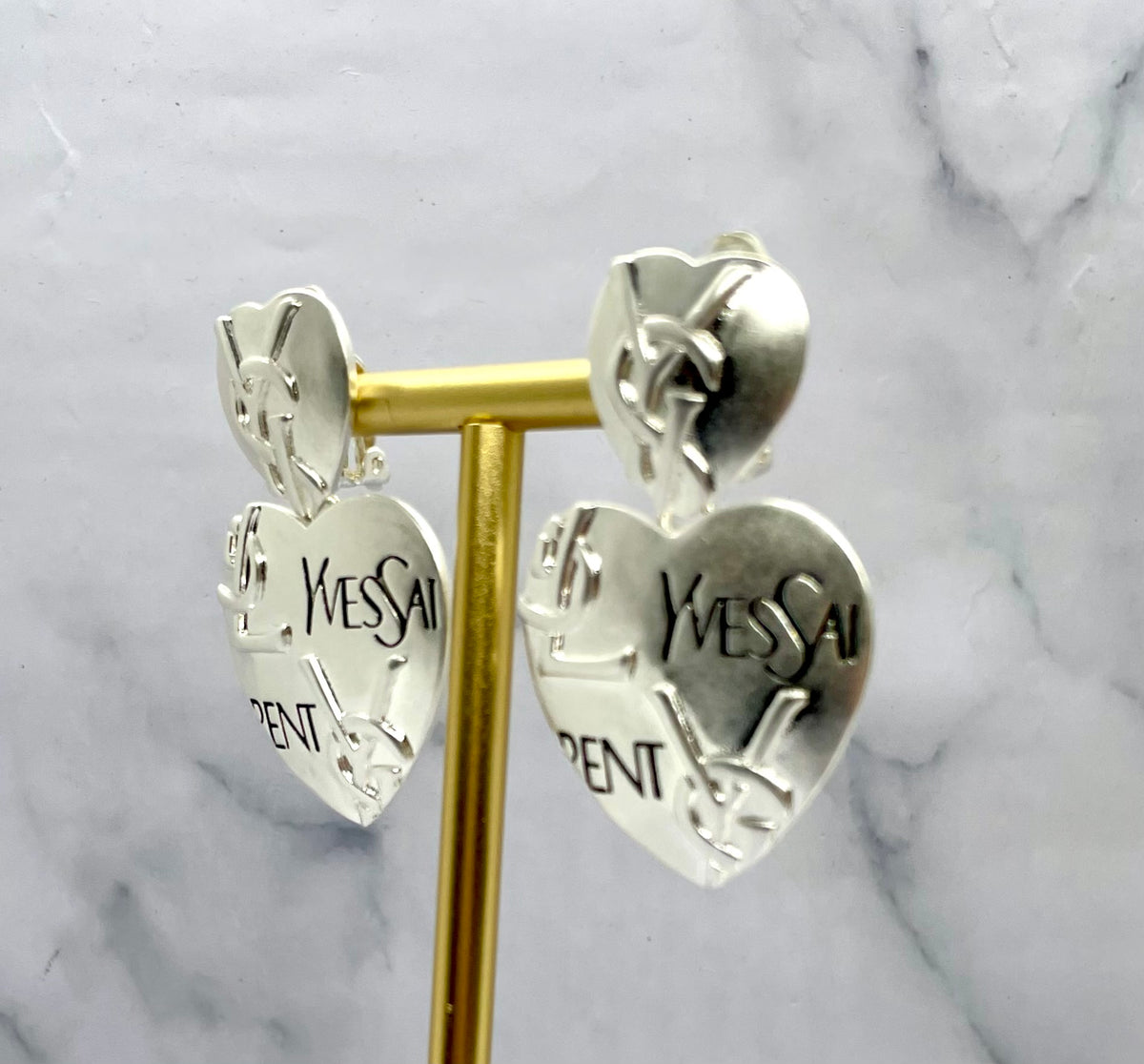 YSL YVES SAINT LAURENT Heart Pendant Earrings - Pre owned