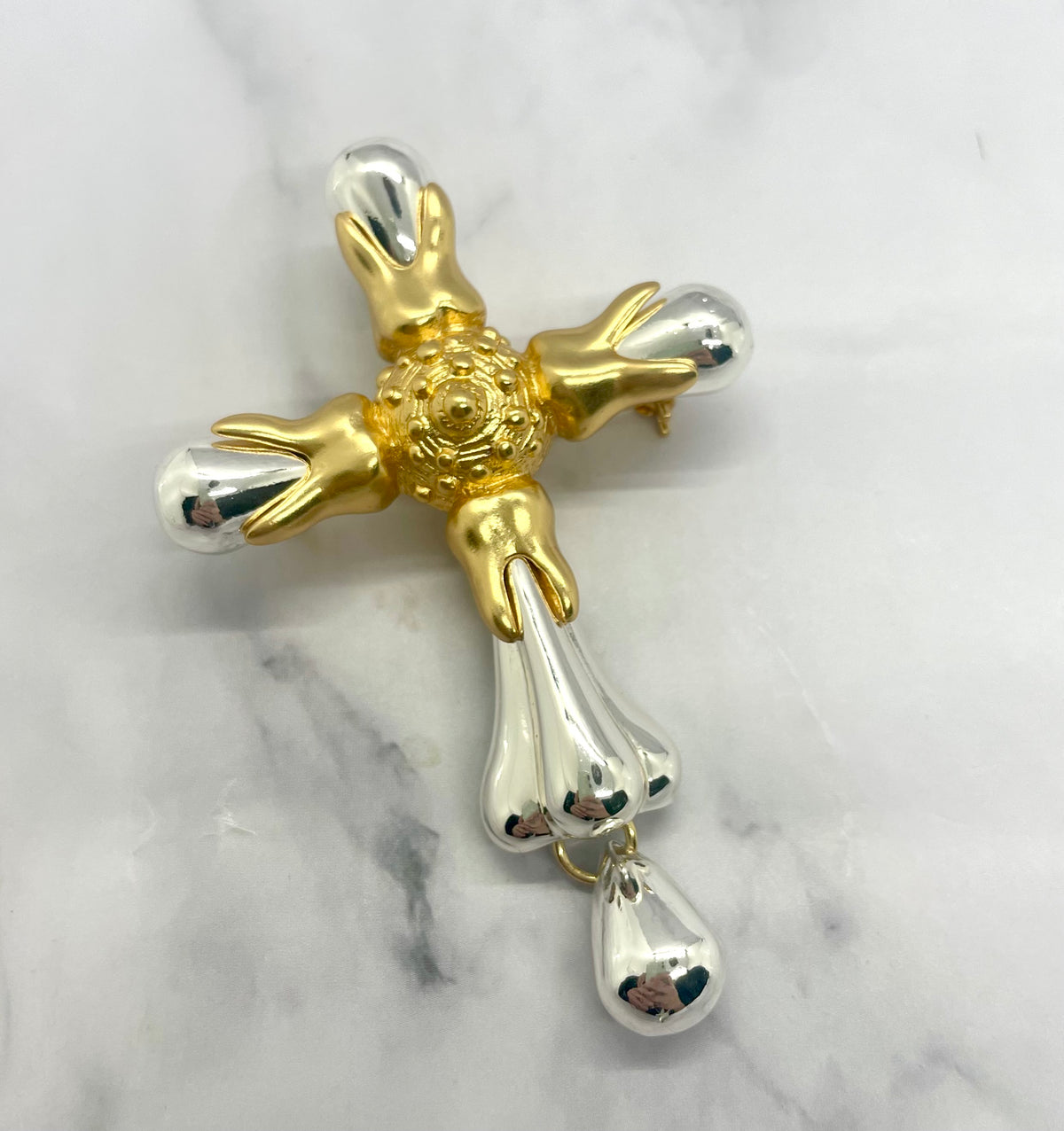 SCHIAPARELLI Statement Cross Brooch Pin - Pre owned