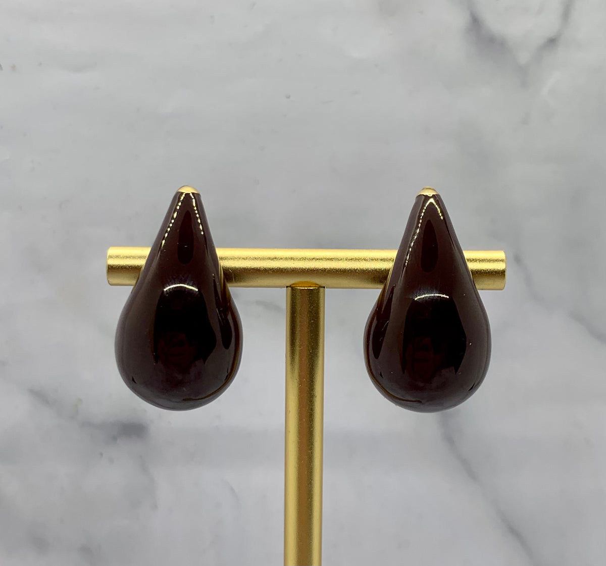 BOTTEGA VENETA Eggplant Tear Drop Earrings - Pre owned