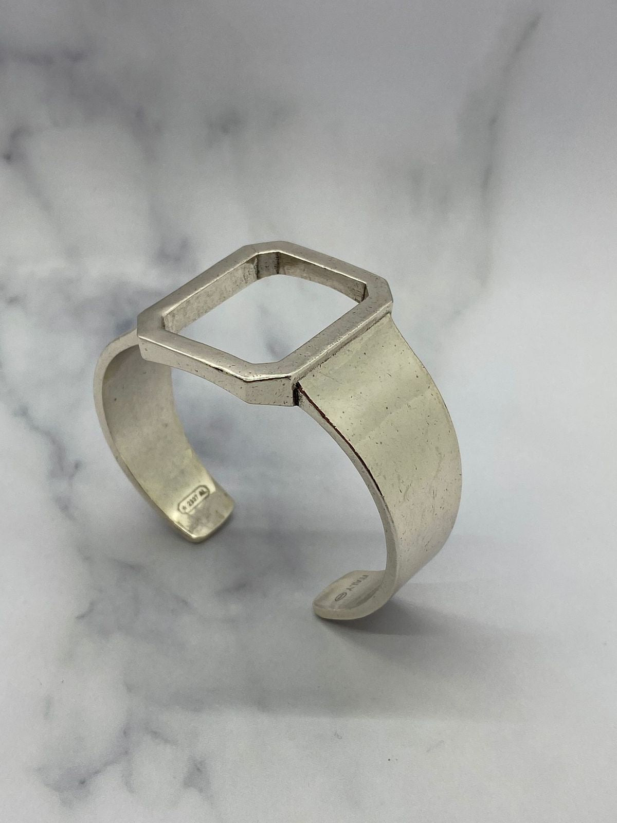 MAISON MARGIELA Silver Tone Engraved Cuff Bracelet - USED
