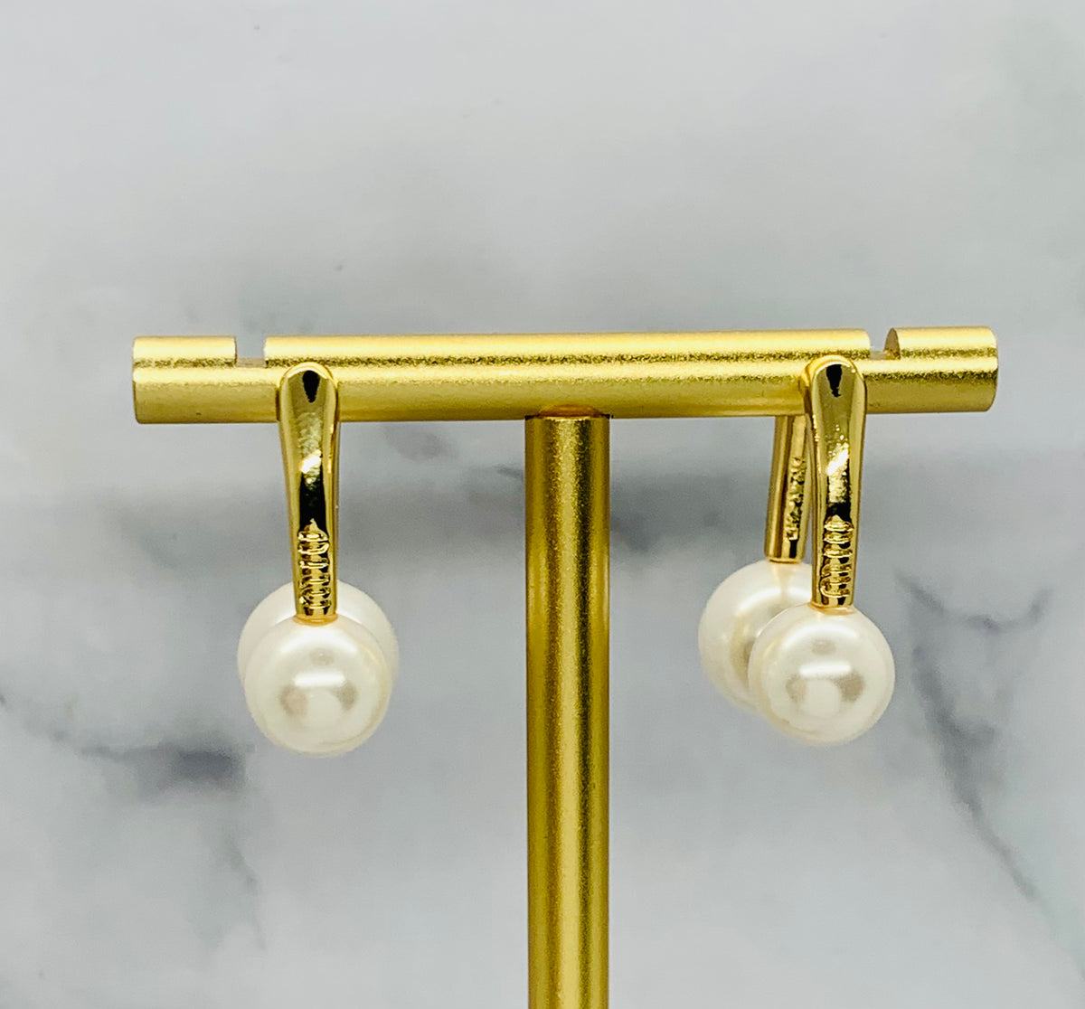 MIU MIU Double Pearl Pendant Earrings - Pre owned