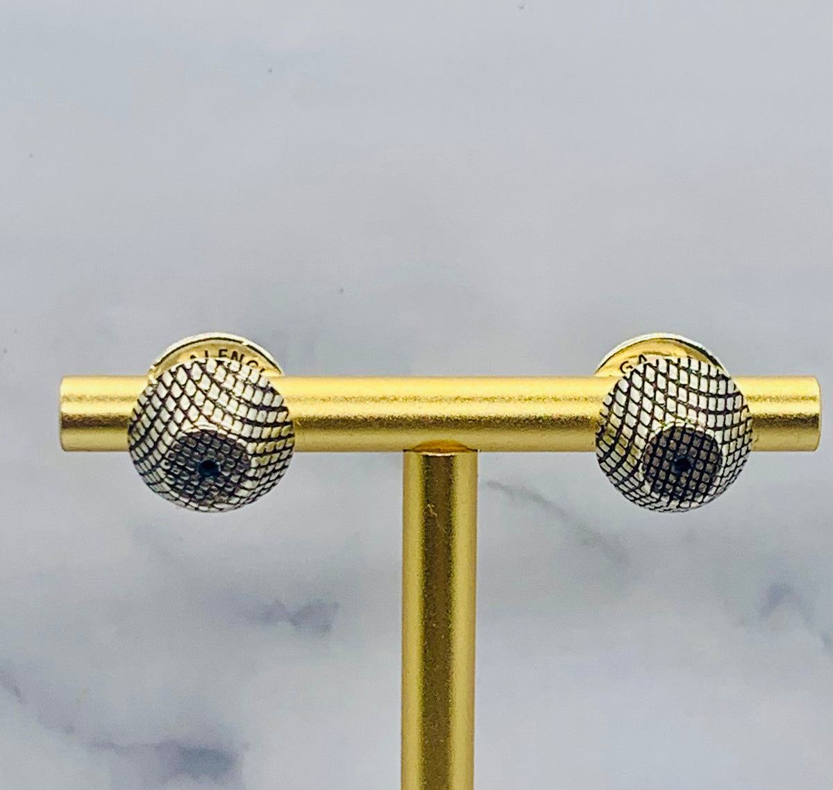 BALENCIAGA Silver Tone Cagole Stud Earrings - Pre owned