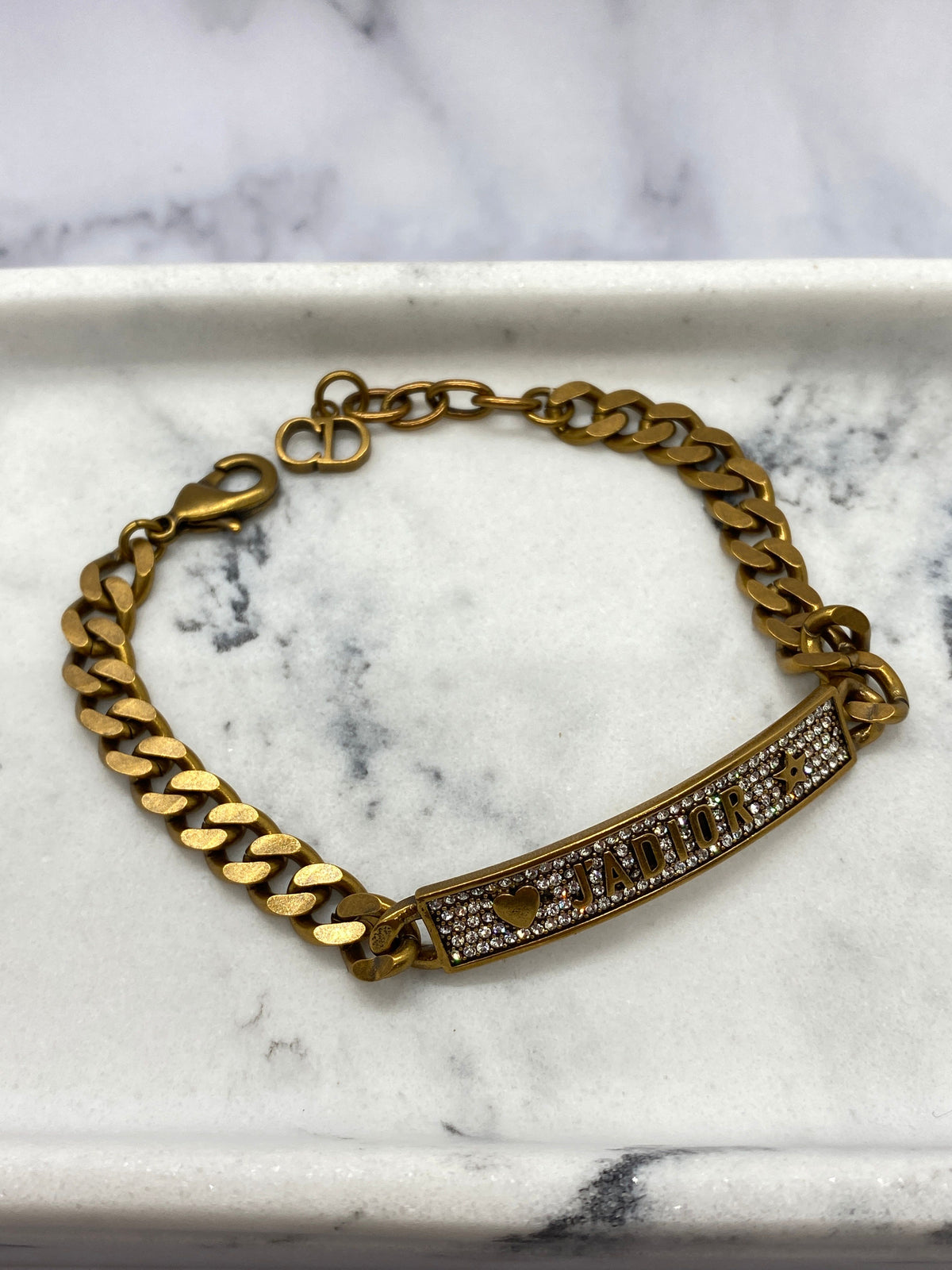 CHRISTIAN DIOR J'Adior Brass Tone Rhinestone Bracelet - Pre owned
