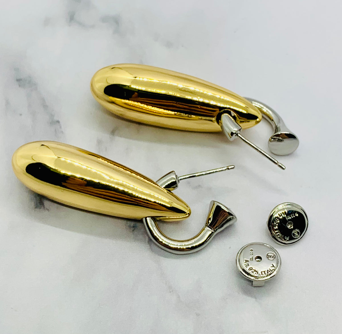 BOTTEGA VENETA Mixed Metal Pendant Earrings - Pre owned