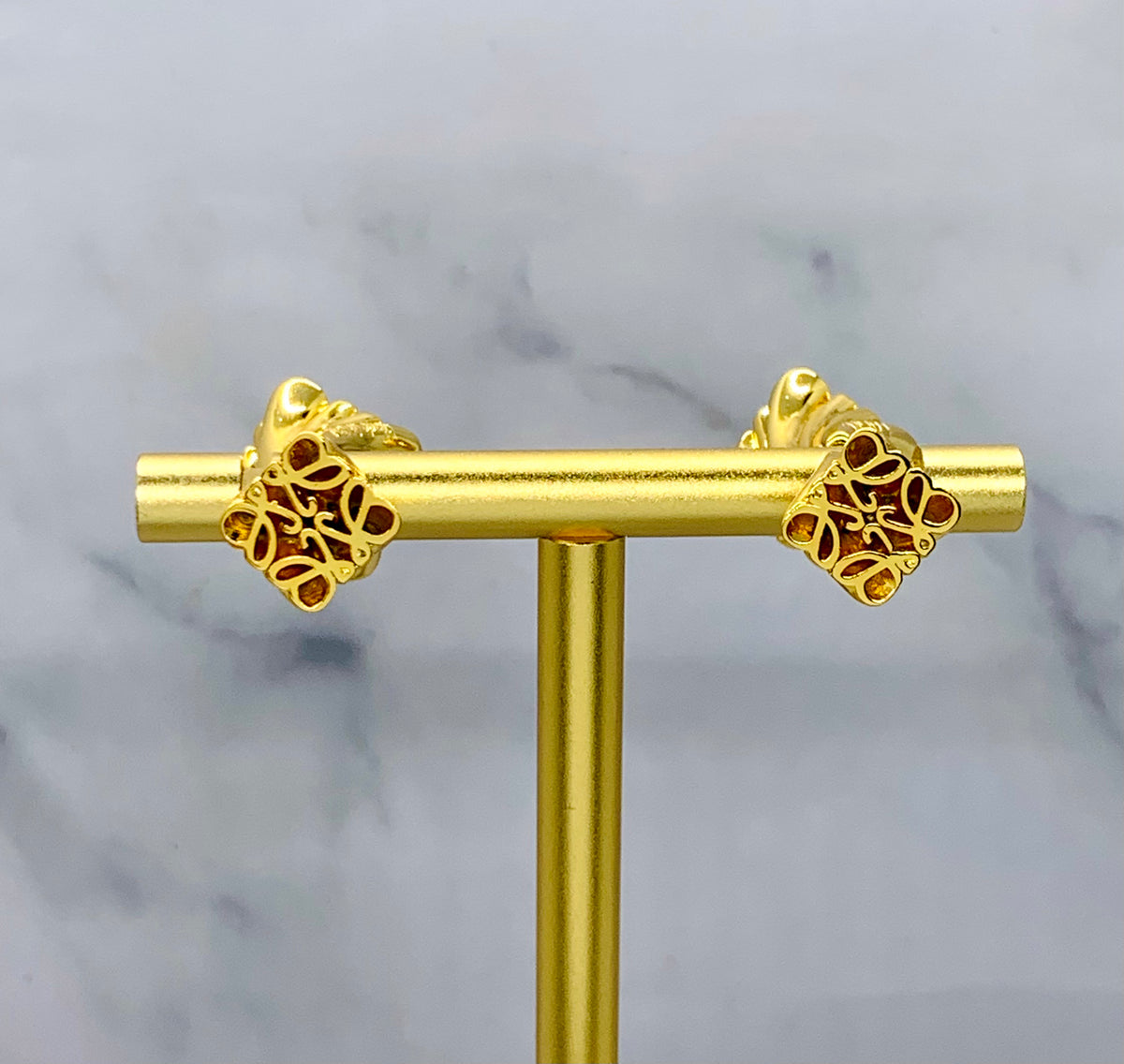 LOEWE Monogram Gold Tone Earrings - Pre owned