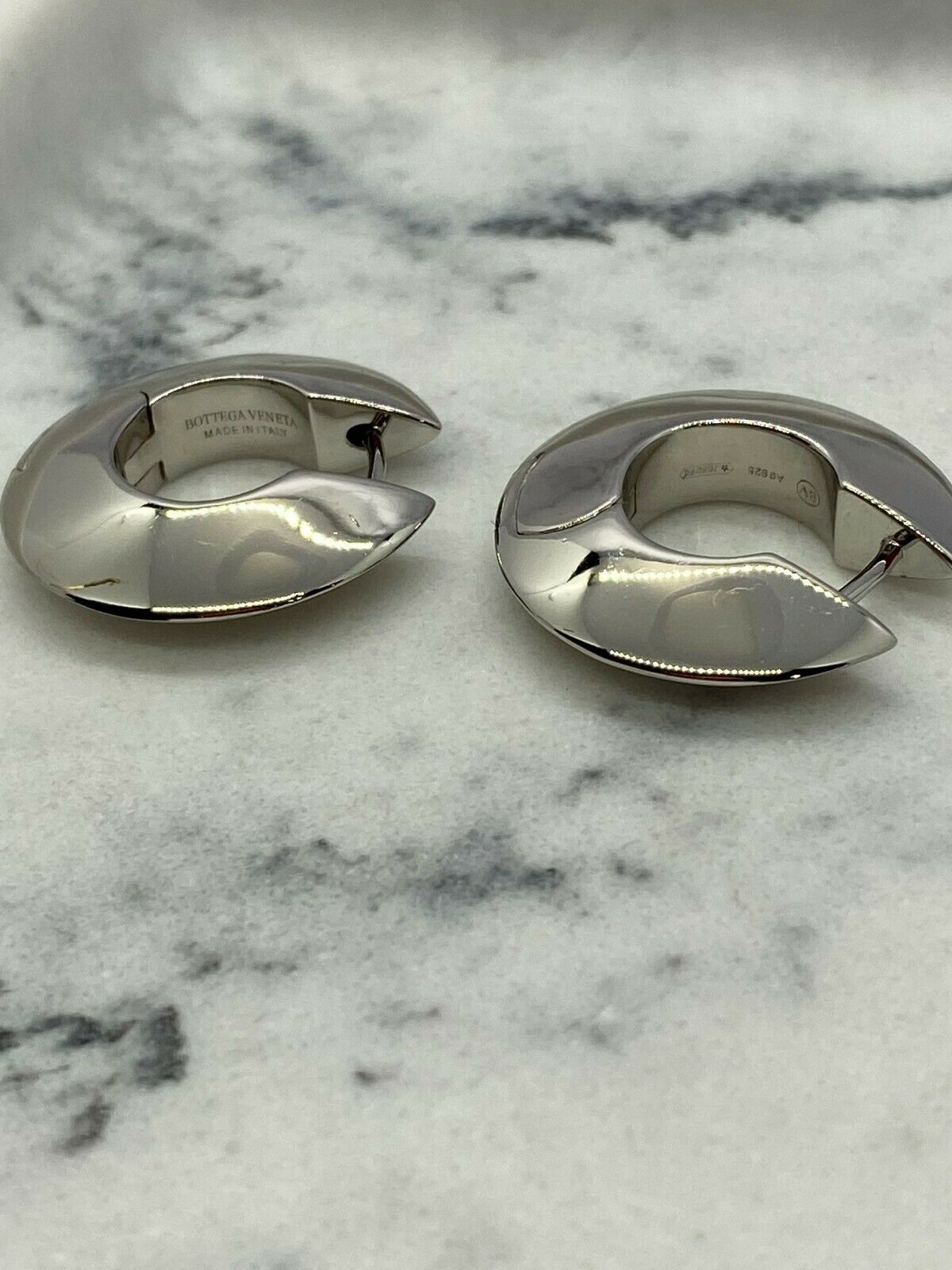 BOTTEGA VENETA Silver Disc Hoop Earrings - Pre owned