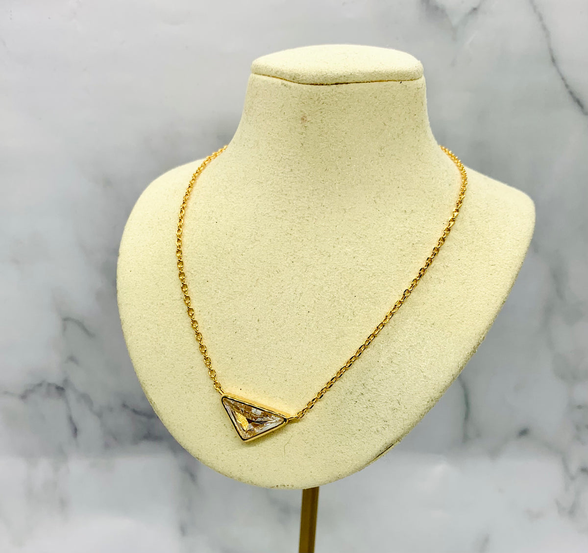 PRADA Triangle Rhinestone Necklace - USED