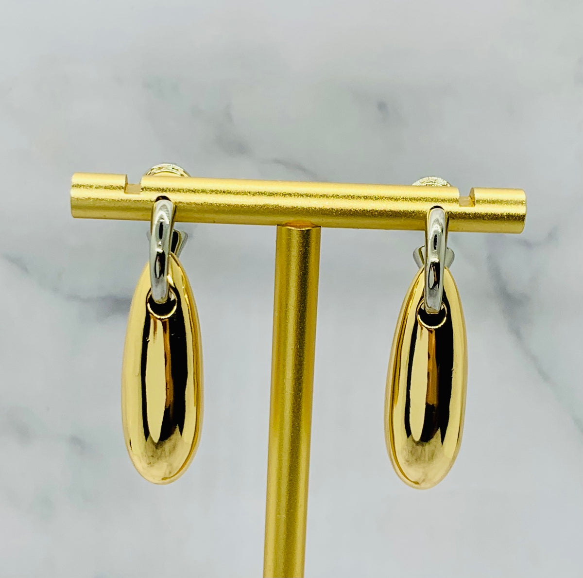BOTTEGA VENETA Mixed Metal Pendant Earrings - Pre owned