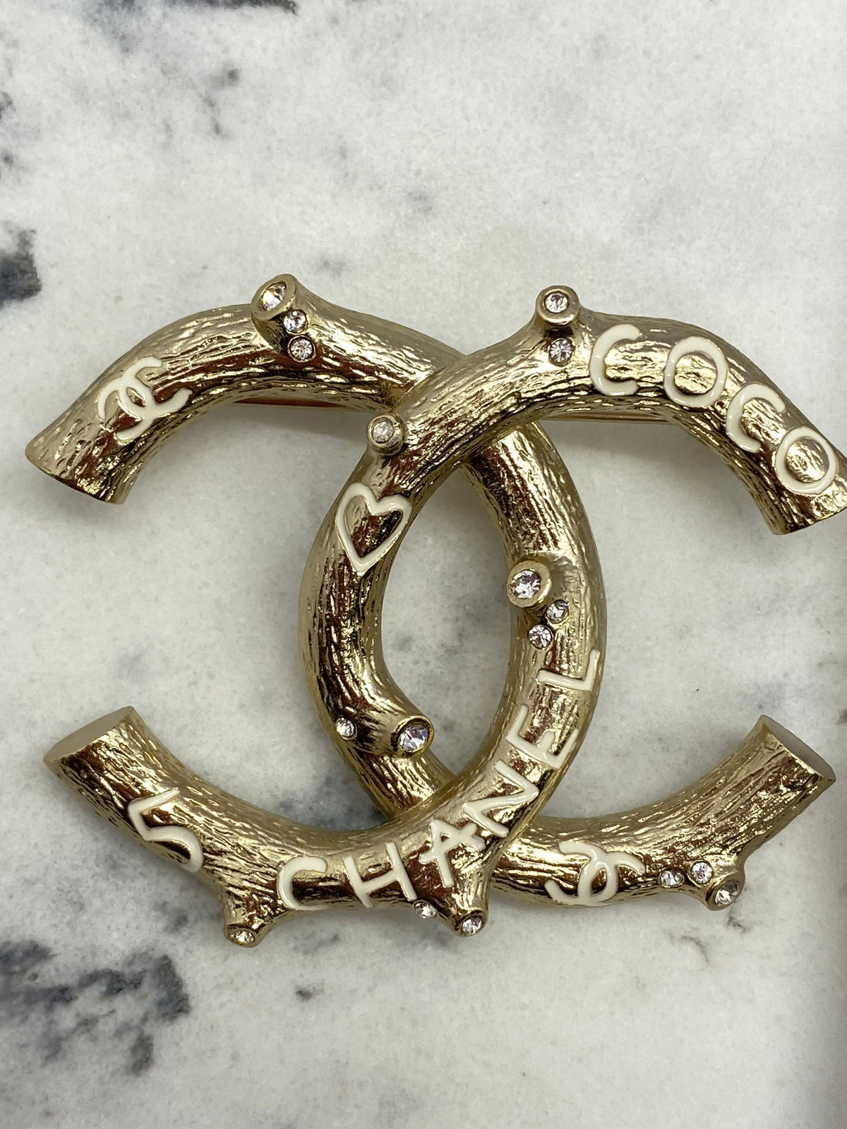 CHANEL CC Gold Tone Branch Brooch Pin - USED